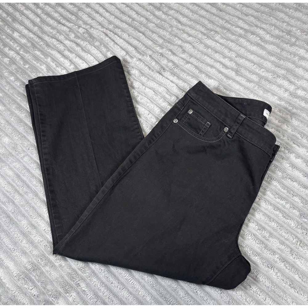 Chico's Platinum‎ Denim Jeans Size 3 Regular Black Stretch Straight Leg Pockets
